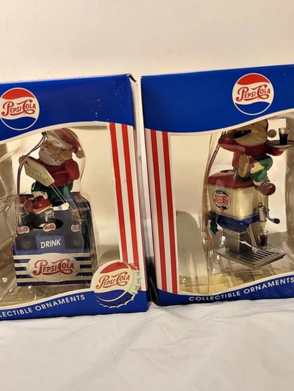 Lot of 2 Vintage 1997 Pepsi-Cola Santa Christmas Ornaments Matrix NIB(A2)